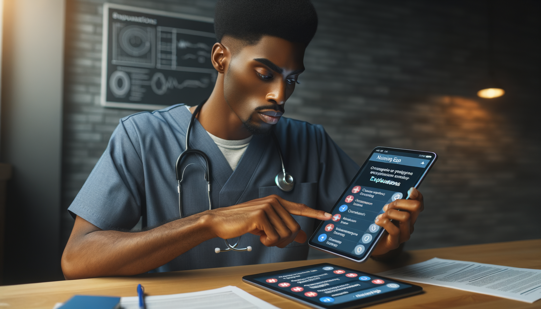 Nursing student reviewing detailed rationale notes